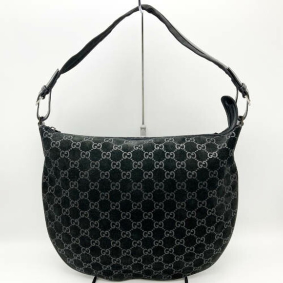 Gucci | Bags | Gucci Gucci Gg Pattern Shoulder Bag Black Suede Line ...